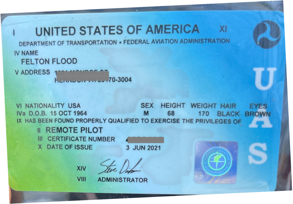 Part 107 remote drone pilot license